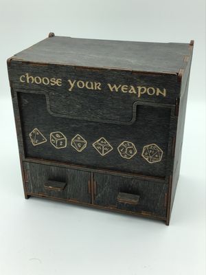Wooden Card and Dice Storage Box - 2 Drawers Brown
