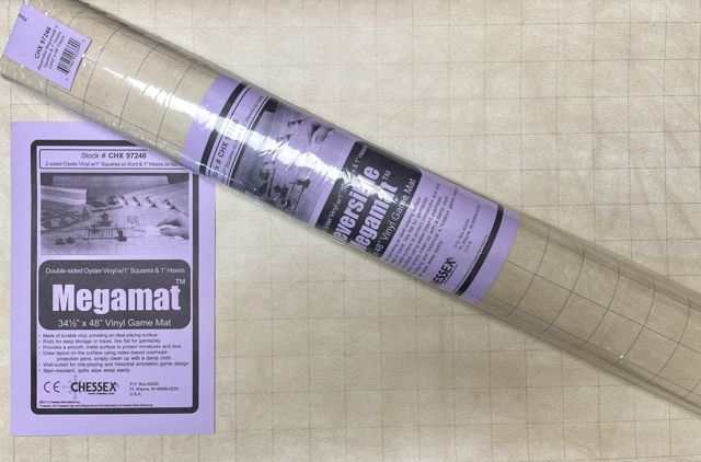 Playmat - Reversible Megamat w/ 1&quot; Squares/Hexes - 34.5&quot; x 48&quot;