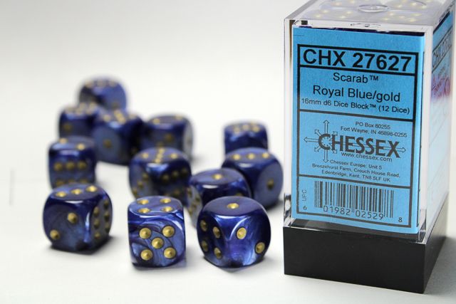 12d6 Dice Block (16mm): Scarab (Assorted Colours)