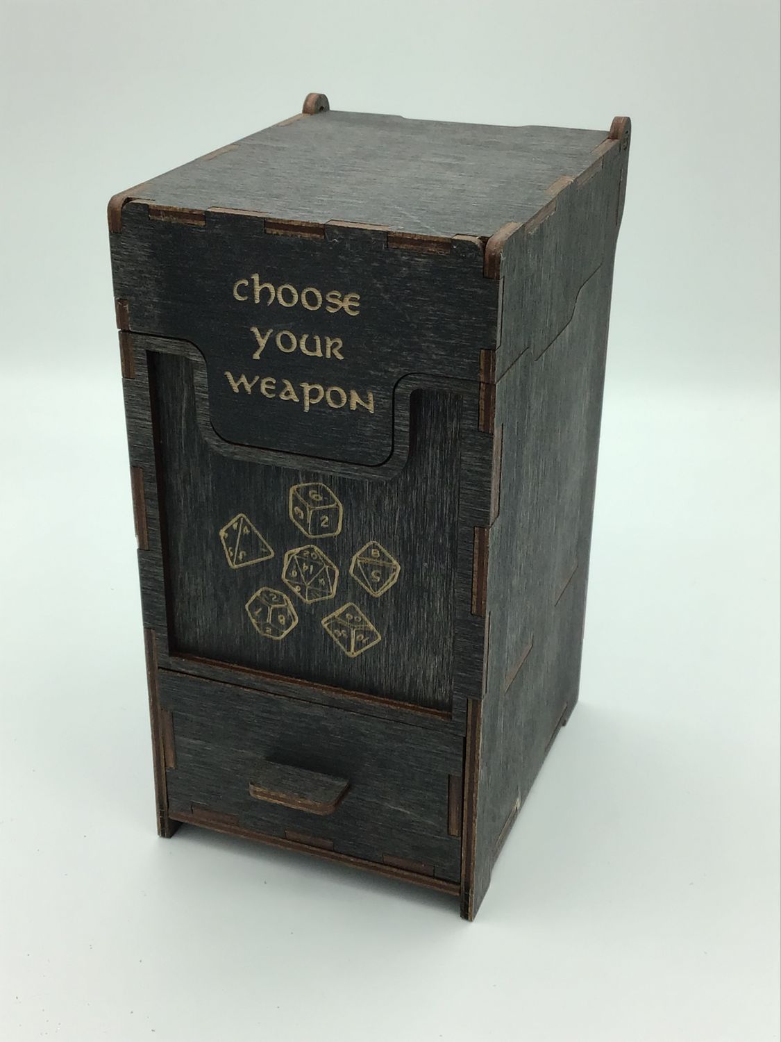 Wooden Card and Dice Storage Box - 1 Drawer Brown