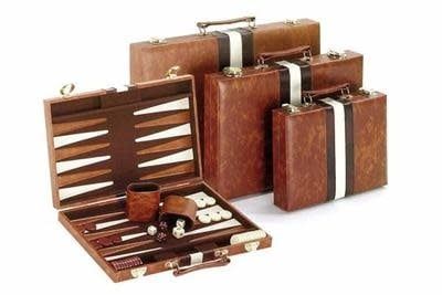 Backgammon Set 18&quot; Brown &amp; White Vinyl