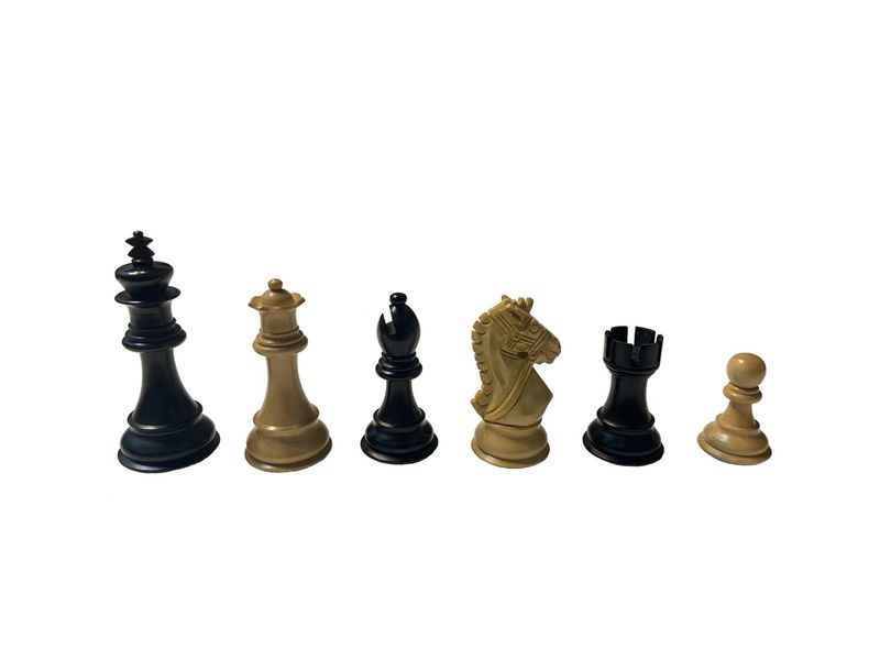 Chess Pieces - Luxury Staunton Bridle Knight  Ebonized/Boxwood (4&quot; King)