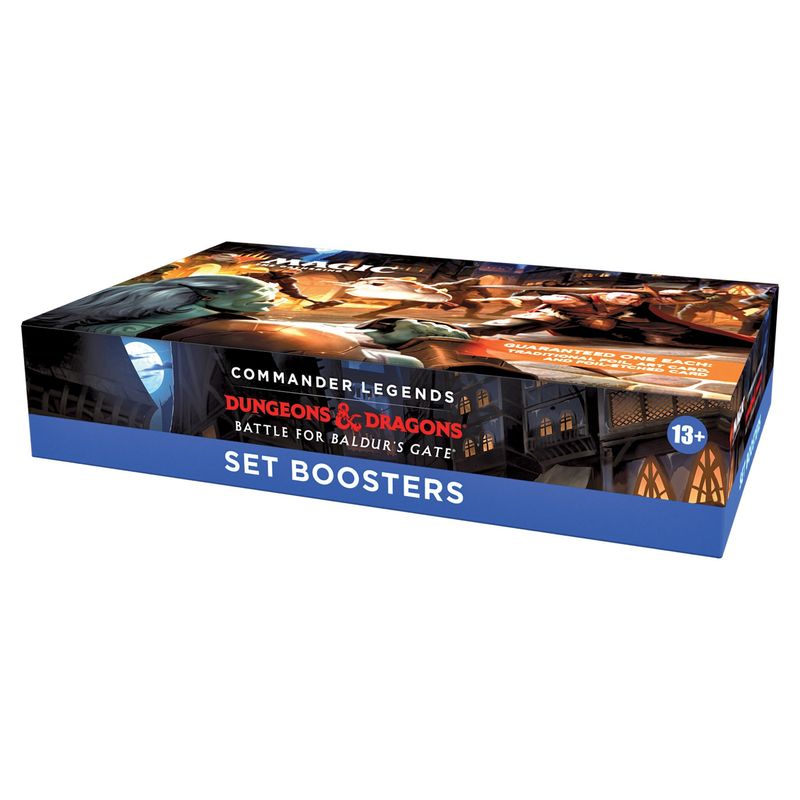 baldurs gate set booster box Magic: The Gathering Commander Legends: Battle for Baldur's left corner. Magic: The Gathering Commander Legends: