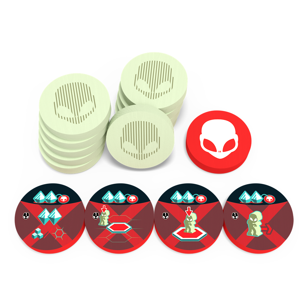 On Mars: Alien Invasion - Wooden Alien Tokens