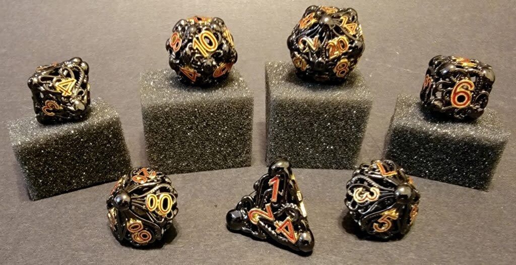 7-Piece Hollow Metal RPG Dice Set