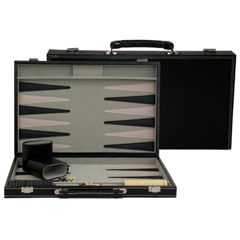 Backgammon Set 15&quot; Black Leatherette