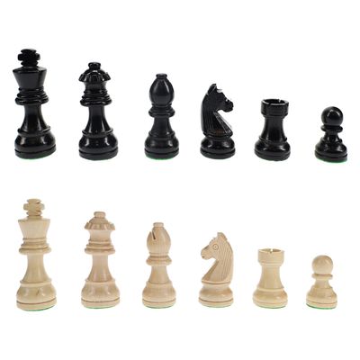 Chess Pieces - French Staunton Black Stained Wood (3" King)