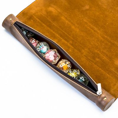 Roll Up Leatherette Dice Mat Brown