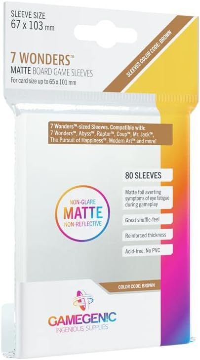 Sleeves - 67x103mm GameGenic Matte - 80/pk (7 Wonders)