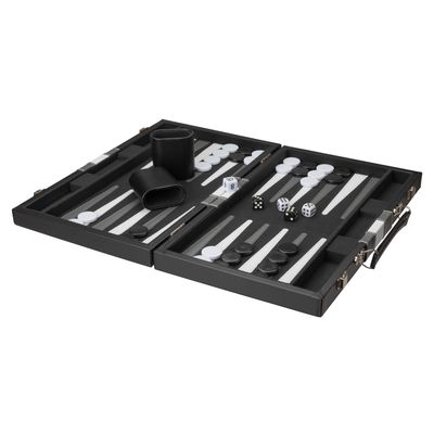Backgammon Set 15&quot; Black with White Stripe