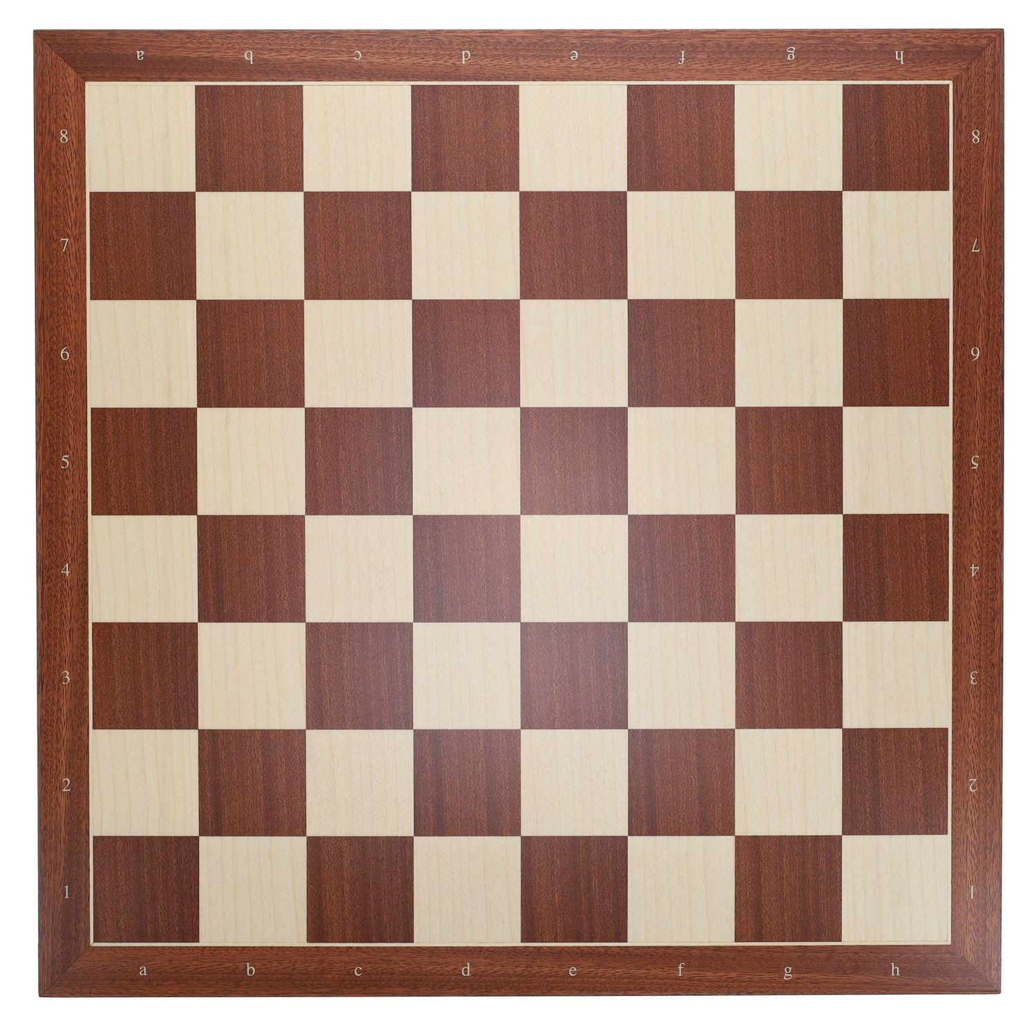 Chessboard 22&quot; - Mahogany and Sycamore Wooden Chess Board with Algebraic Notation
