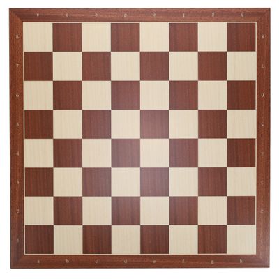 Chessboard 22" - Mahogany and Sycamore Wooden Chess Board with Algebraic Notation