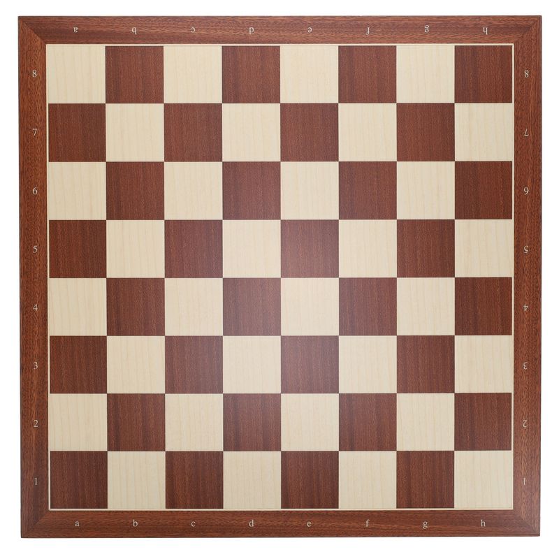 Chessboard 22&quot; - Mahogany and Sycamore Wooden Chess Board with Algebraic Notation