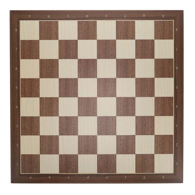 Chessboard 22&quot; - Walnut and Sycamore Wooden Chess Board with Algebraic Notation