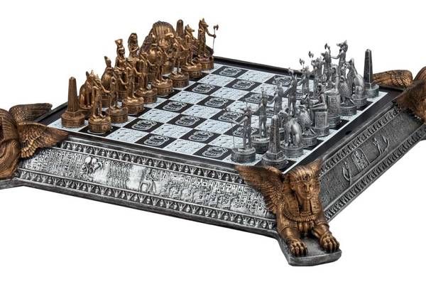 Chess Set - Gold and Silver Egyptian with Themed Board