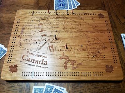 Wooden Cribbage Board:  Race Across Canada