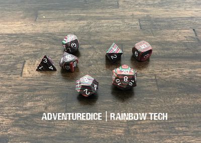 7-Piece RPG Premium Wood Dice Set: Rainbow Tech