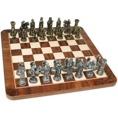 Chess Set – Medieval Pewter Pieces &amp; Walnut Root Board