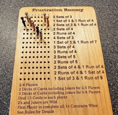 Wooden Frustration Rummy Board - 8 Players