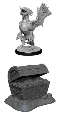 Nolzur&#39;s Marvelous Miniatures: Bronze Dragon Wyrmling &amp; Treasure Chest