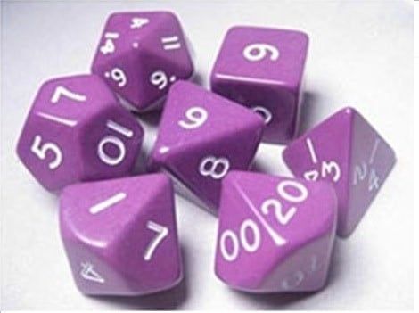 Koplow Jumbo 7-Piece Polyhedral Opaque Purple Dice Set in Tube