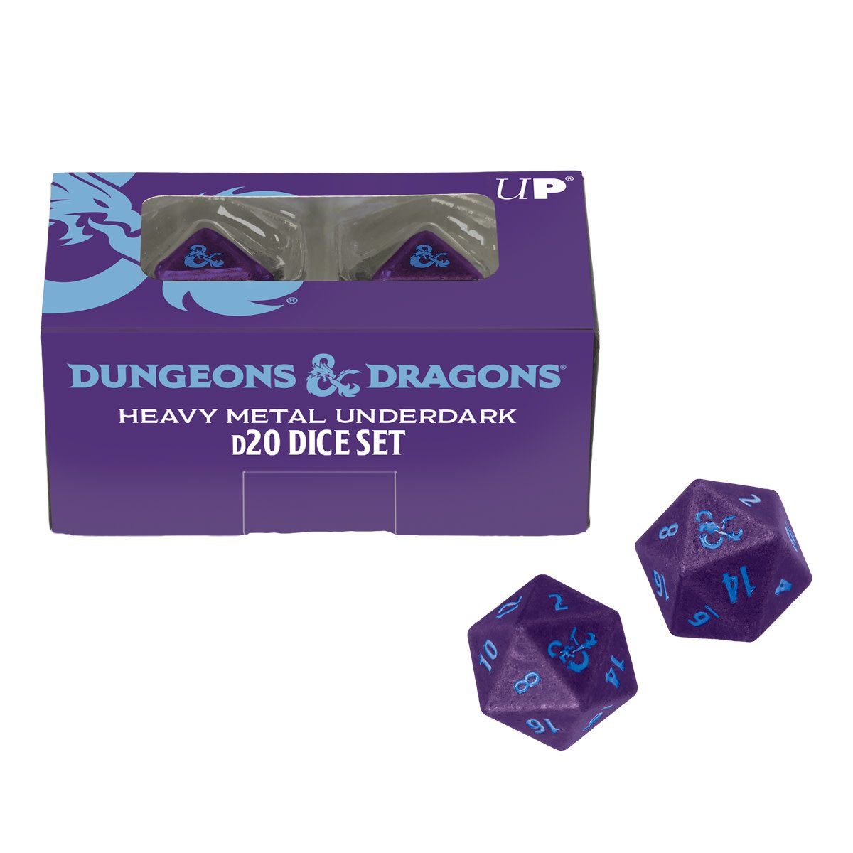 2-Piece Heavy Metal RPG Dice Set: Dungeons &amp; Dragons Phandelver Campaign - Royal Purple &amp; Sky Blue