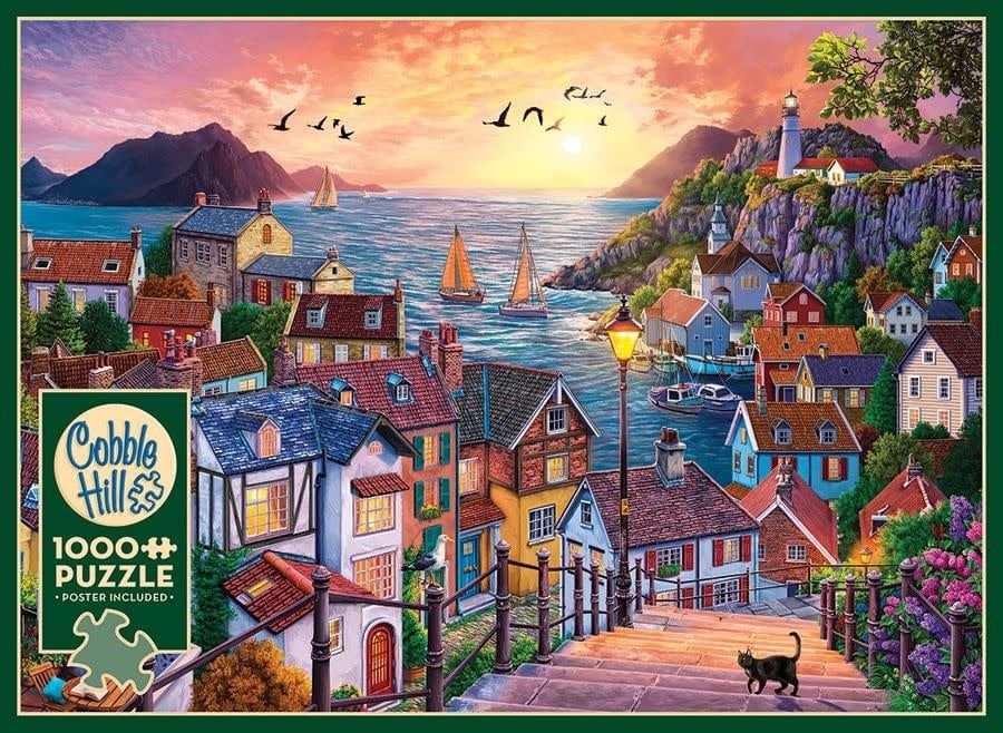 1000 pcs - Coastal Town at Sunset