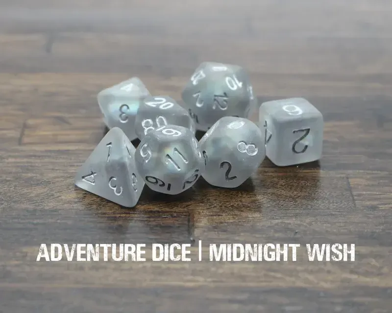 7-Piece RPG Dice Set: Night Themed Midnight Wish