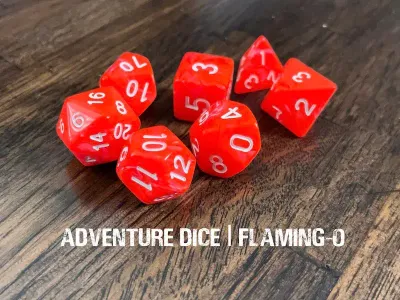 7-Piece RPG Dice Set: RPG Themed Flaming-O