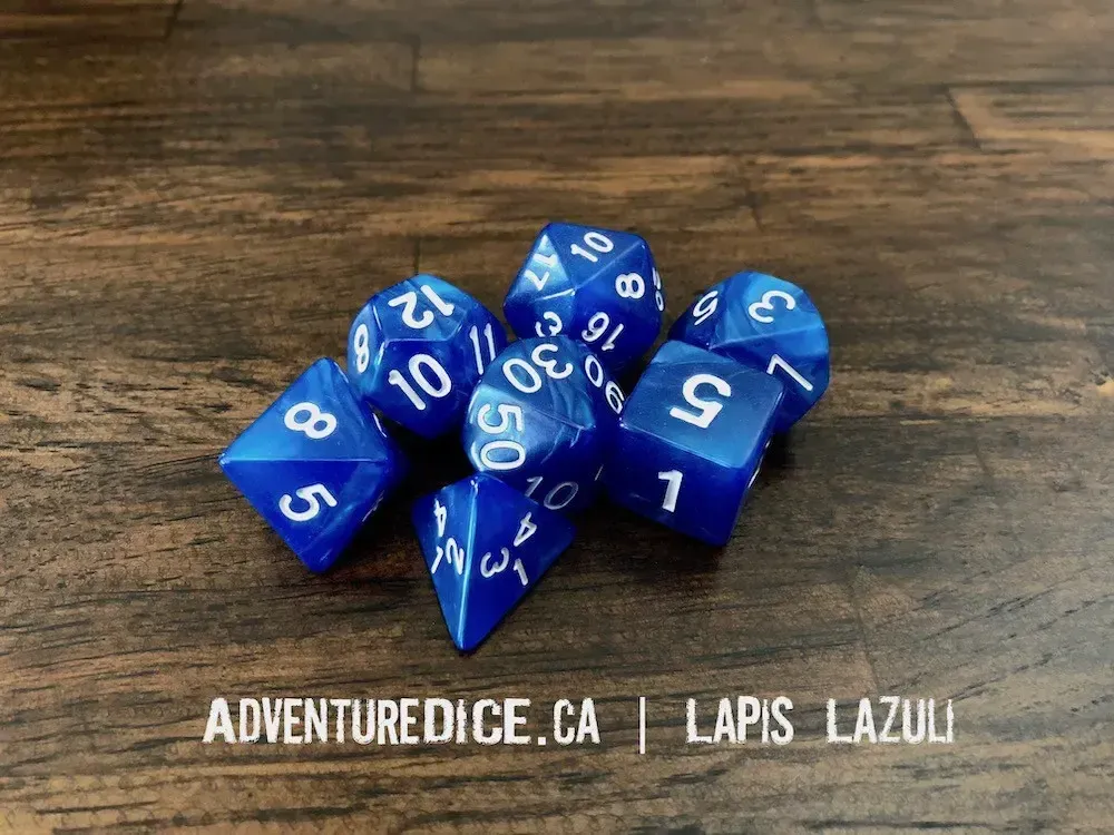 7-Piece RPG Dice Set: Lapis Lazuli