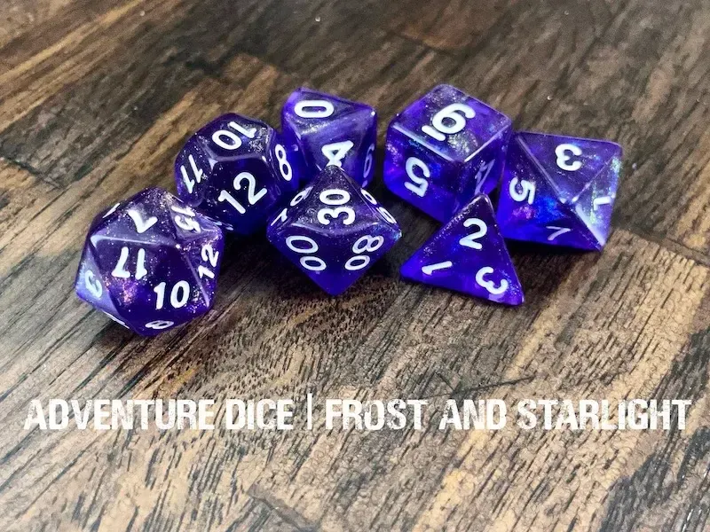 7-Piece RPG Dice Set: Sky Themed Frost &amp; Starlight