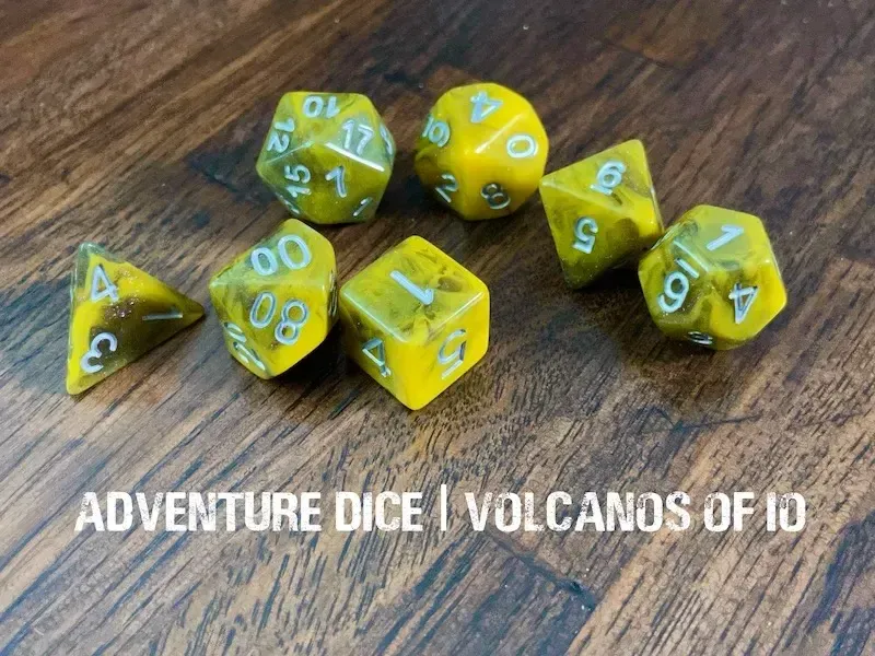 7-Piece RPG Dice Set: Fire Themed Volcanos of Io