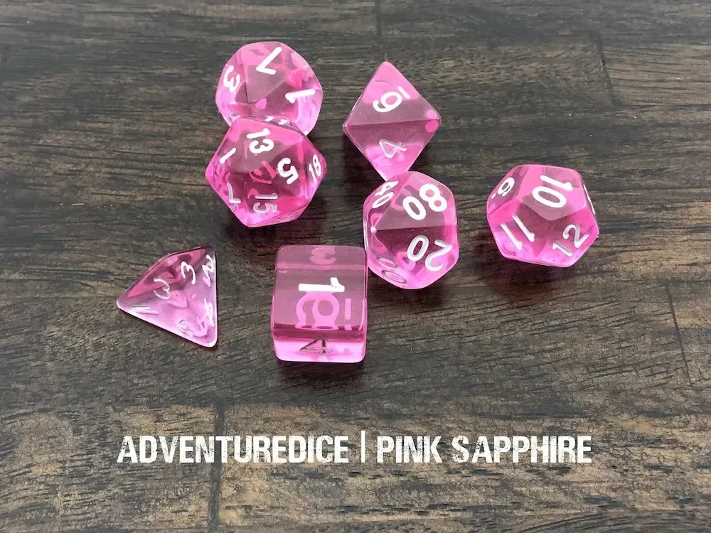 7-Piece RPG Dice Set: Pink Sapphire