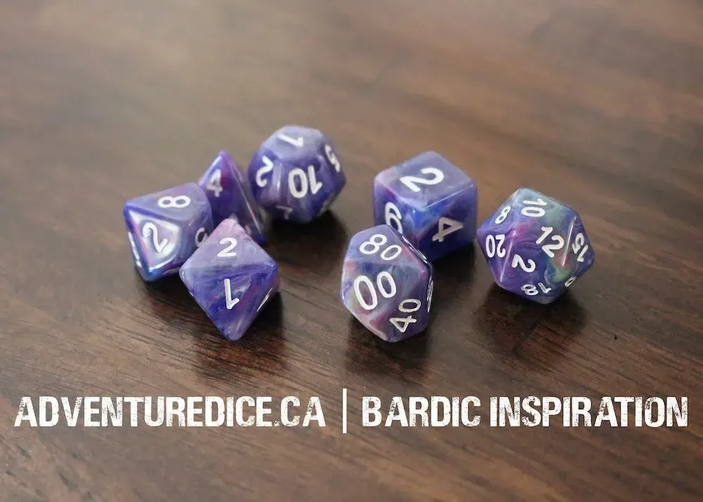 7-Piece RPG Dice Set: RPG Themed Bardic Inspiration