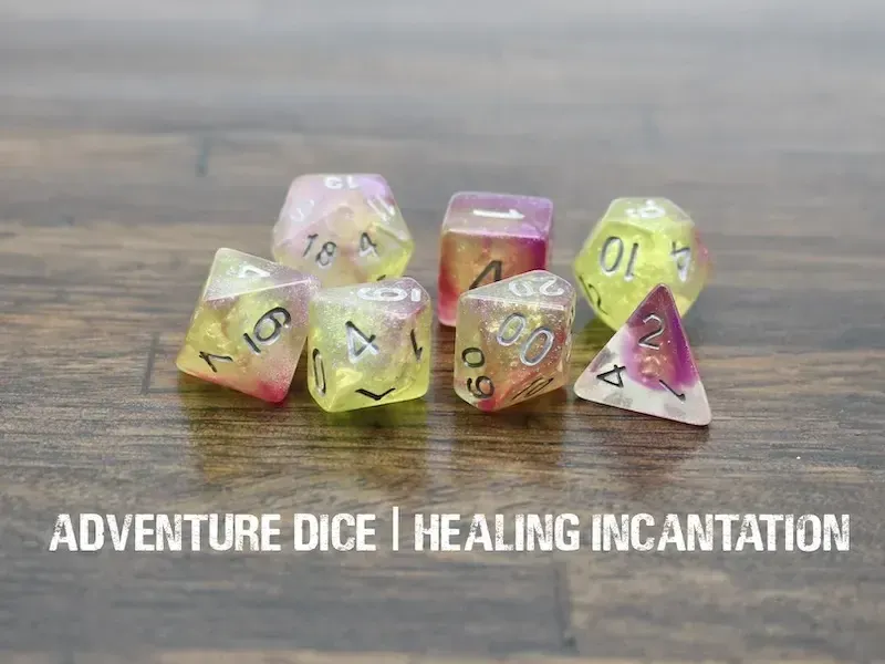 7-Piece RPG Dice Set: RPG Themed Healing Incantation