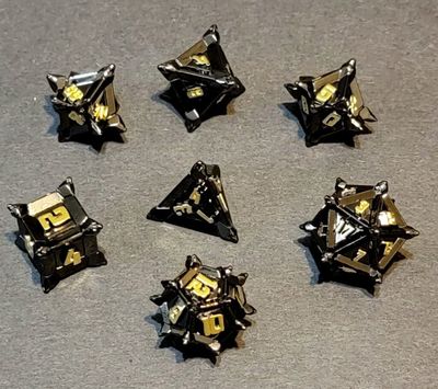 7-Piece Metal RPG Dice Set - Shadow Spike