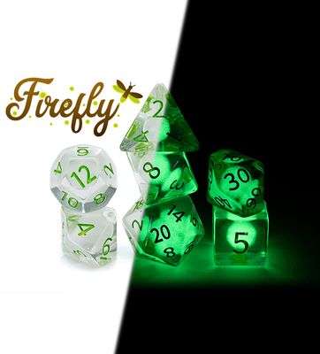 7-Piece RPG Dice Set: Glow in the Dark Firefly
