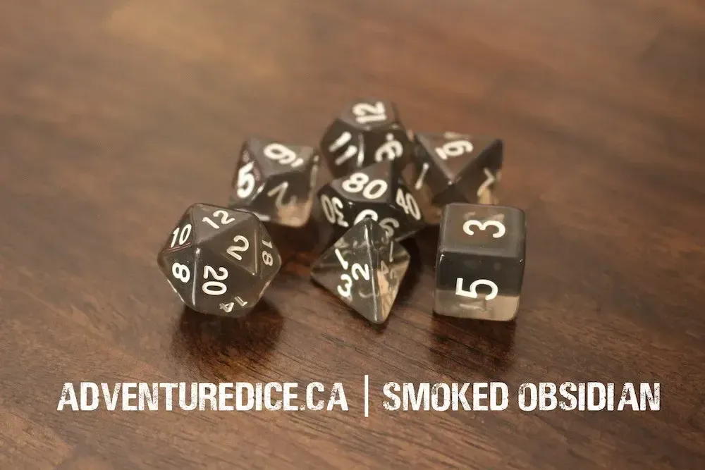7-Piece RPG Dice Set: Smoked Obsidian
