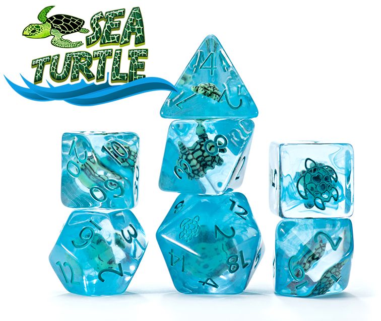 7-Piece RPG Dice Set: Inclusion - Sea Turtle