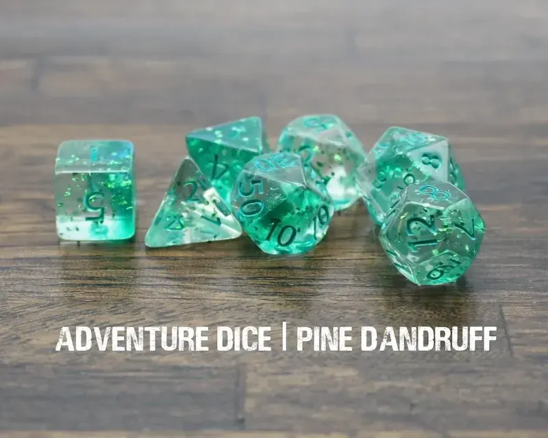 7-Piece RPG Dice Set: Outdoors Themed Pine Dandruff