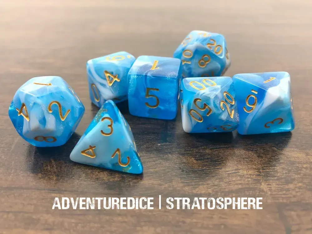 7-Piece RPG Dice Set: Sky Themed Stratosphere