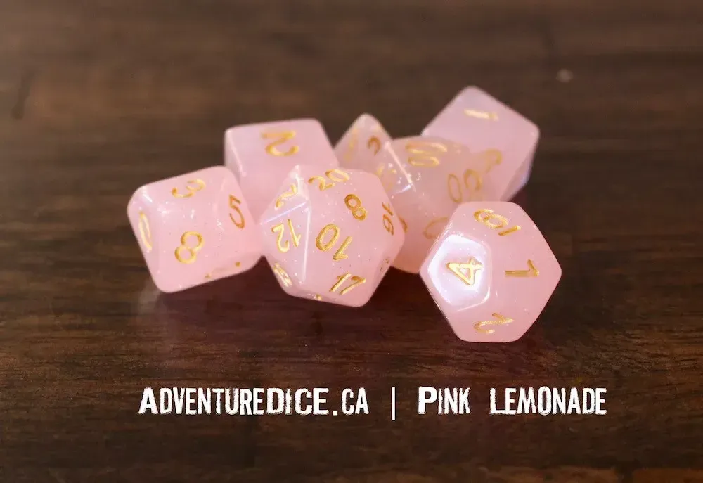 7-Piece RPG Dice Set: Pink Lemonade