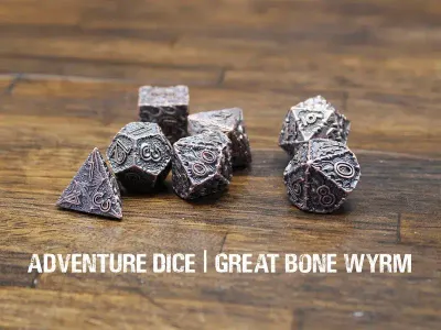 7-Piece RPG Premium Metal Dice Set: Great Bone Wyrm