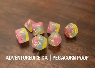7-Piece RPG Dice Set: Pegacorn Poop