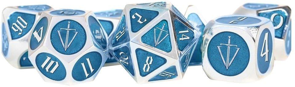 Tales of the Valiant RPG: Metal Dice Set (Silver/Light Blue)