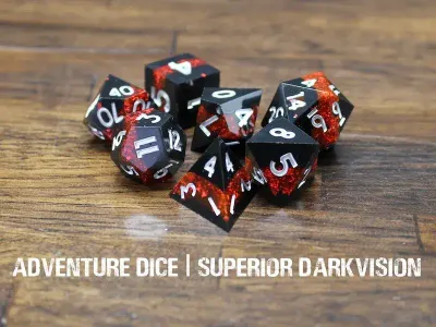 7-Piece RPG Premium Sharp Edge Dice Set: Superior Darkvision
