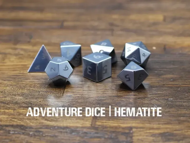 7-Piece RPG Premium Gemstone Dice Set: Hematite