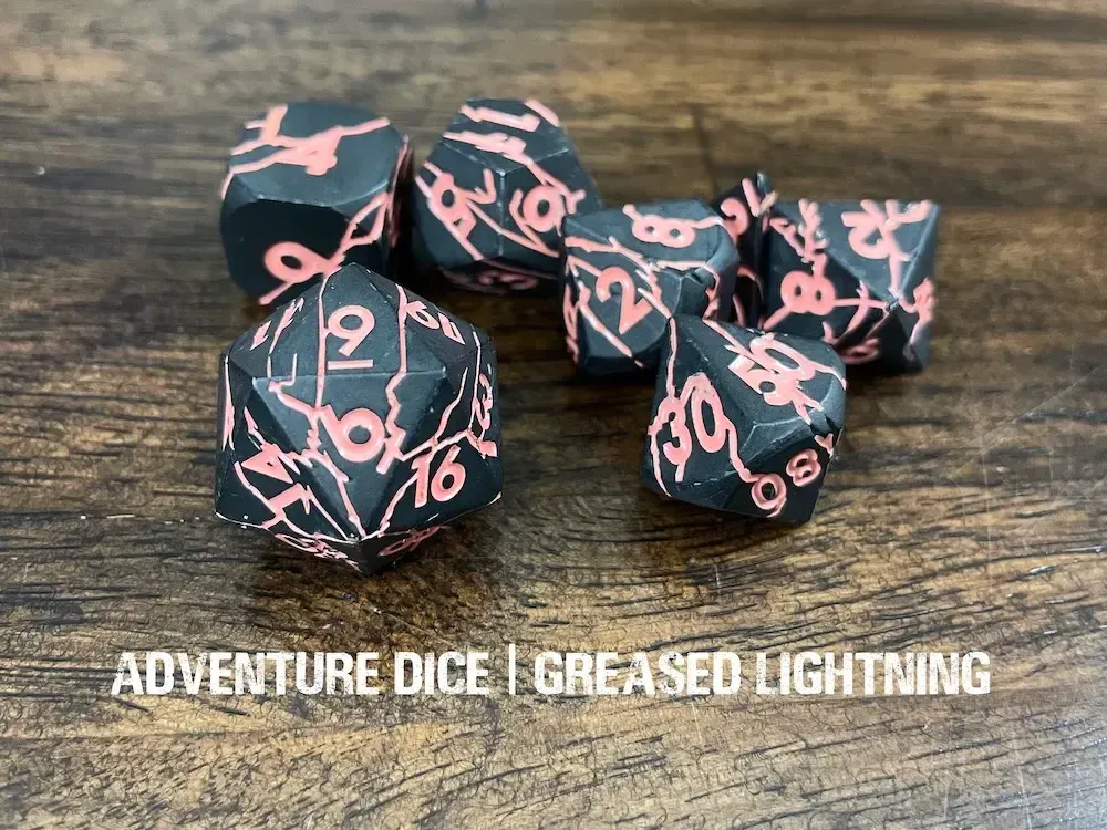 7-Piece RPG Premium Metal Dice Set: Greased Lightning