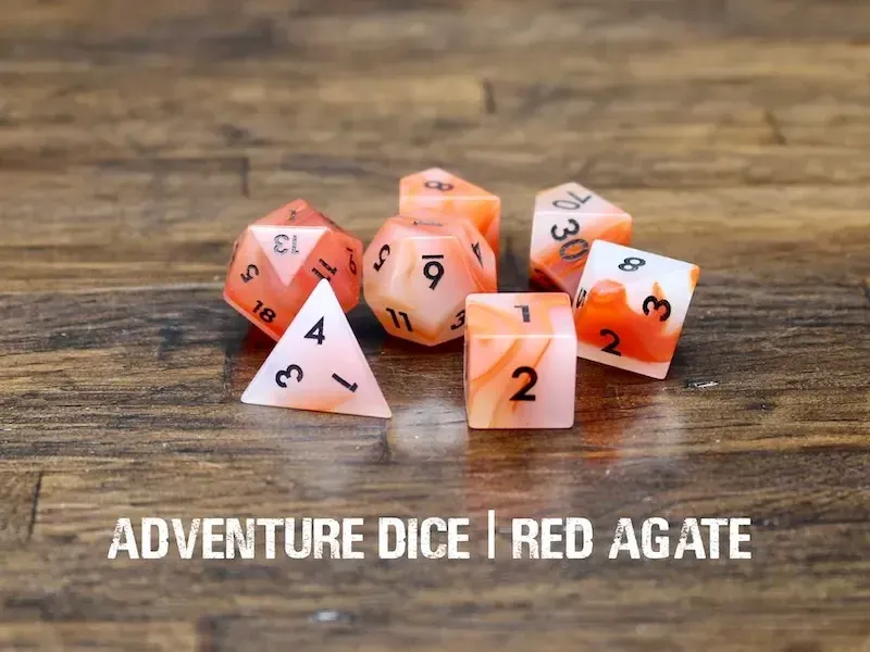 7-Piece RPG Premium Gemstone Dice Set: Red Agate