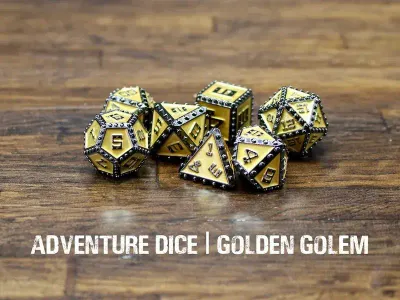 7-Piece RPG Premium Metal Dice Set: Golden Golem